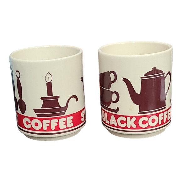 2 VINTAGE Sweet Coffee & Coffe Black Mugs - Picture 3 of 16
